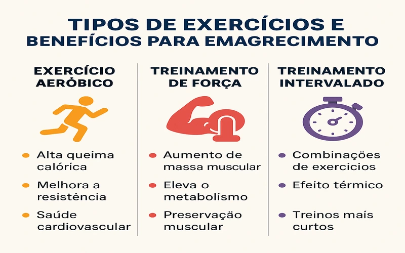 O Guia Definitivo: O Que Fazer Para Emagrecer De Forma Saudável E Sustentável (Passo A Passo) 3 Gráfico Comparando Diferentes Tipos De Exercícios E Seus Benefícios Para Emagrecimento