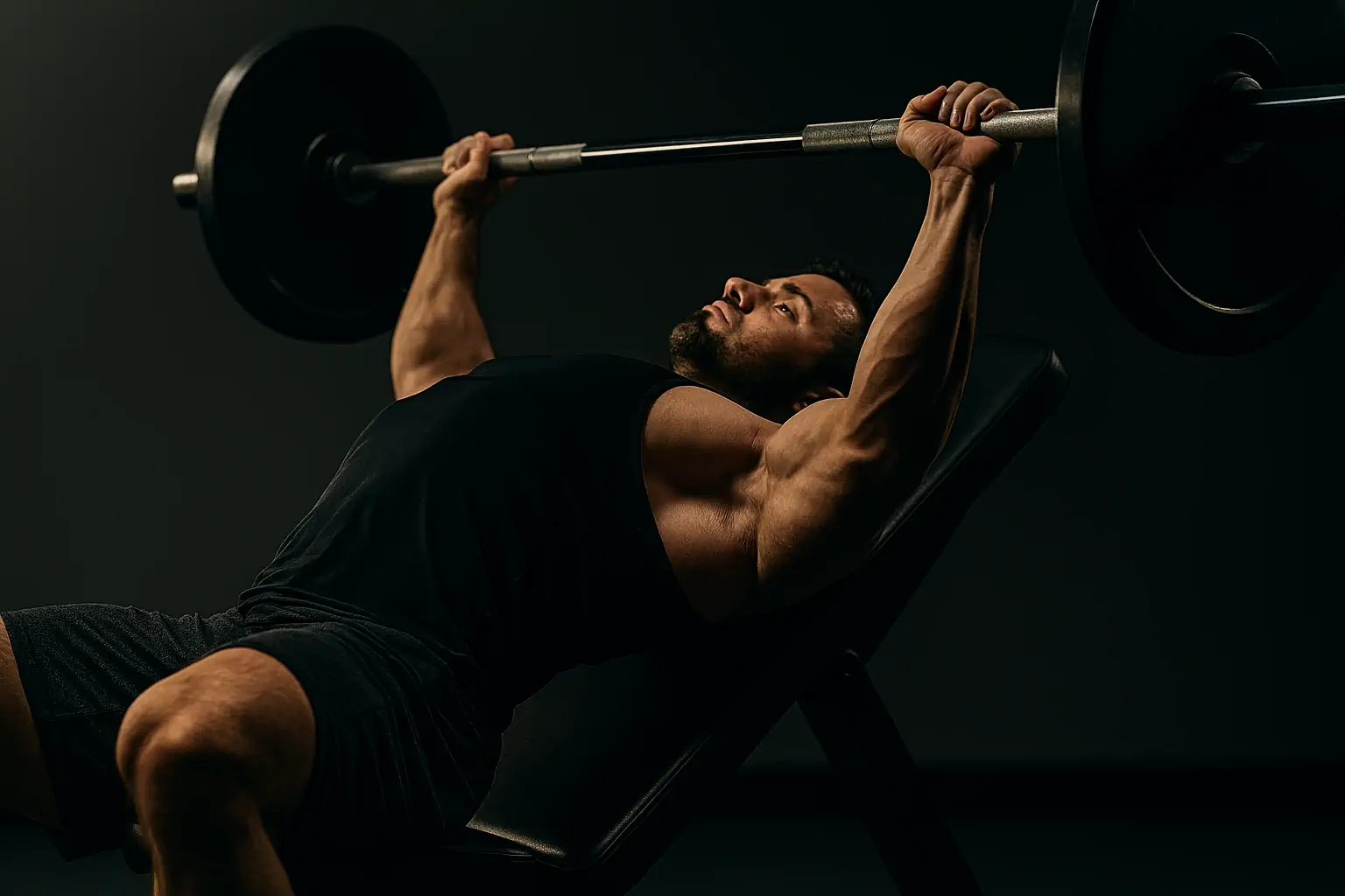 Atleta Executando Supino Com Técnica Respiratória Adequada