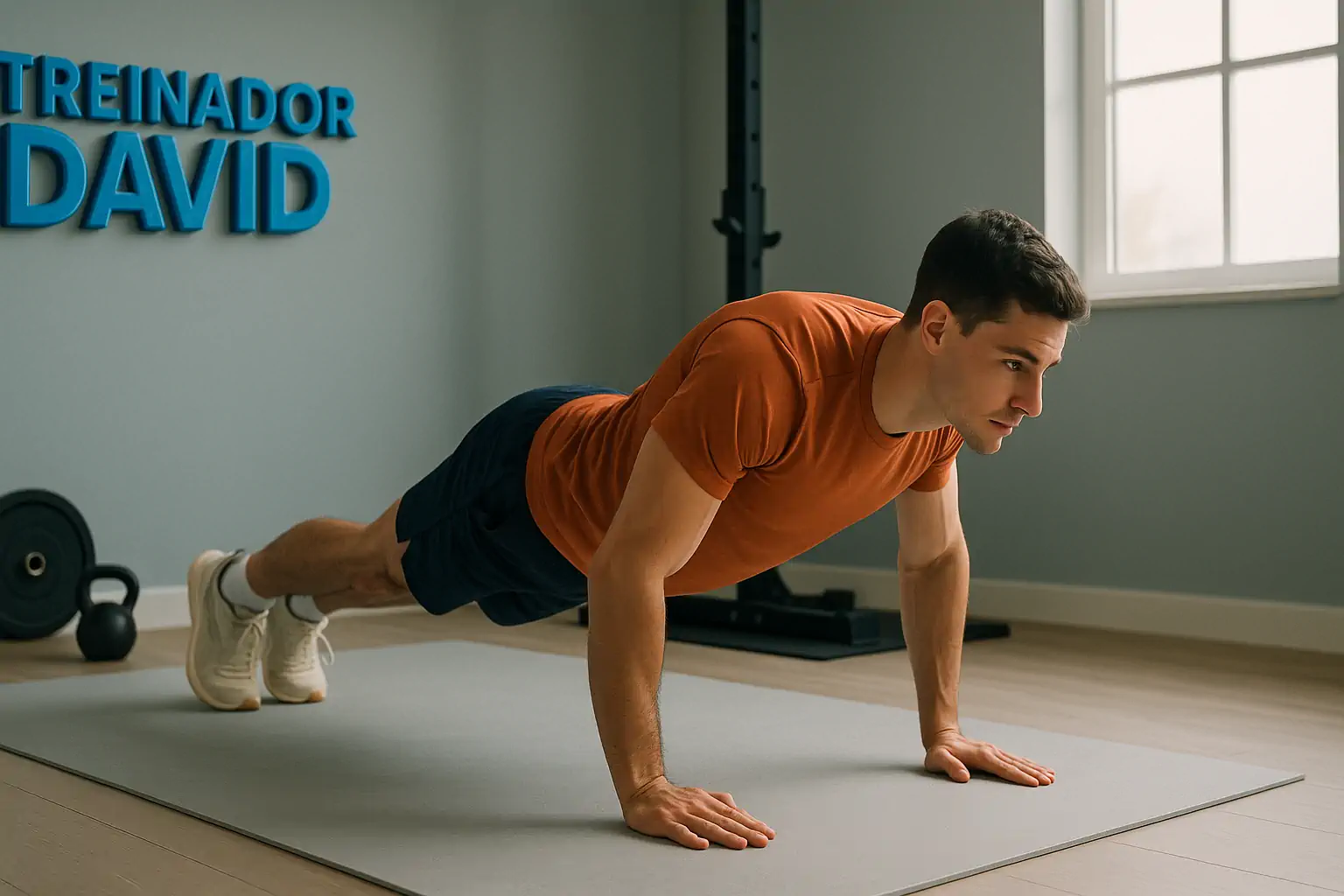 Iniciante Fazendo Exercícios De Calistenia - Flexão E Prancha