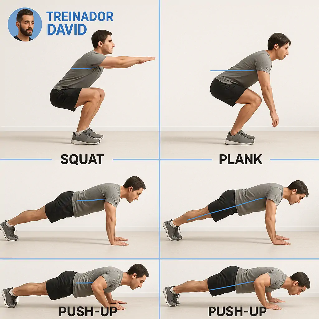 EXERCÍCIOS DE CALISTENIA PARA INICIANTES 2 Agachamento, Prancha, Flexao - Exercícios De Calistenia Para Iniciantes