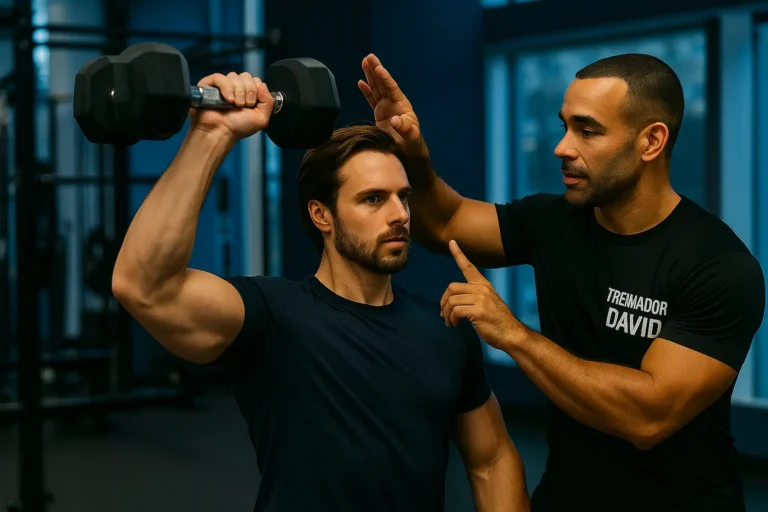 Treinador David Mostrando Exercicio Para Ombro Com Halter